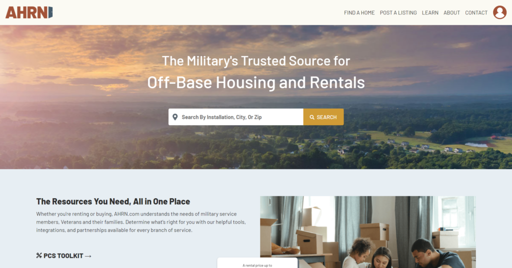 A picture of the ahrn.com homepage